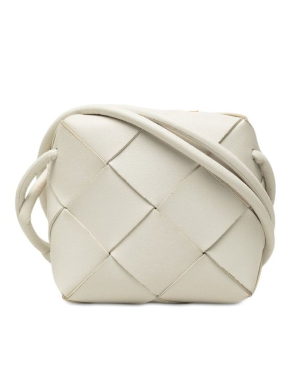 Bottega Veneta Maxi Intrecciato Crossbody Shoulder Bag White Leather
